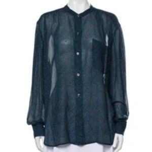 ÉTOILE ISABEL MARANT - Printed Long Sleeve Button-Up Top - Light Blue